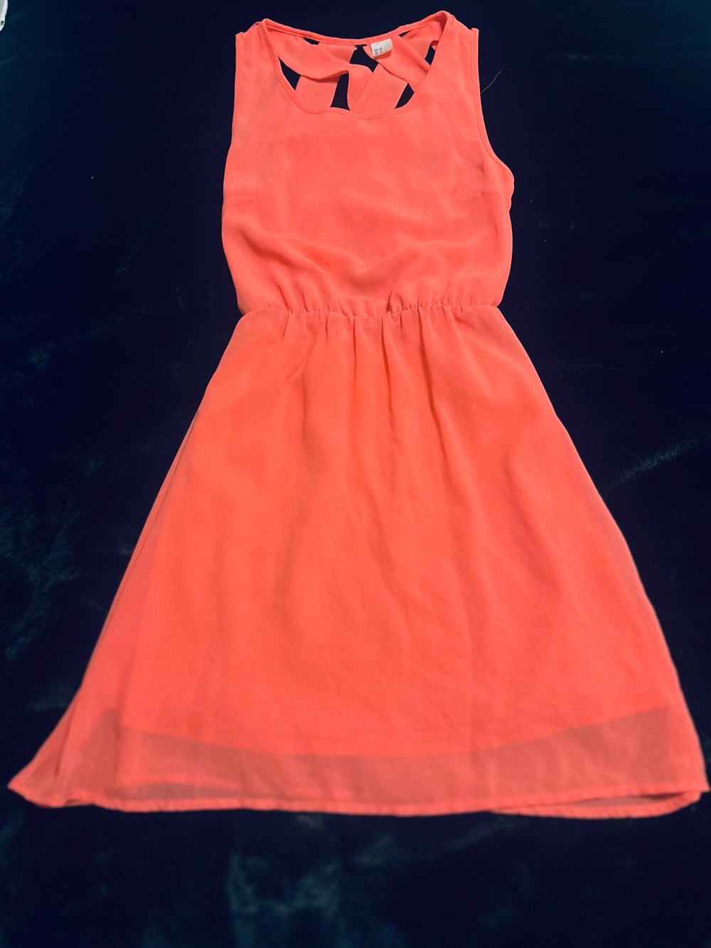 H&M Cage/ Criss Cross Lattice Pattern Back Chiffon Dress- Pink/Coral - small